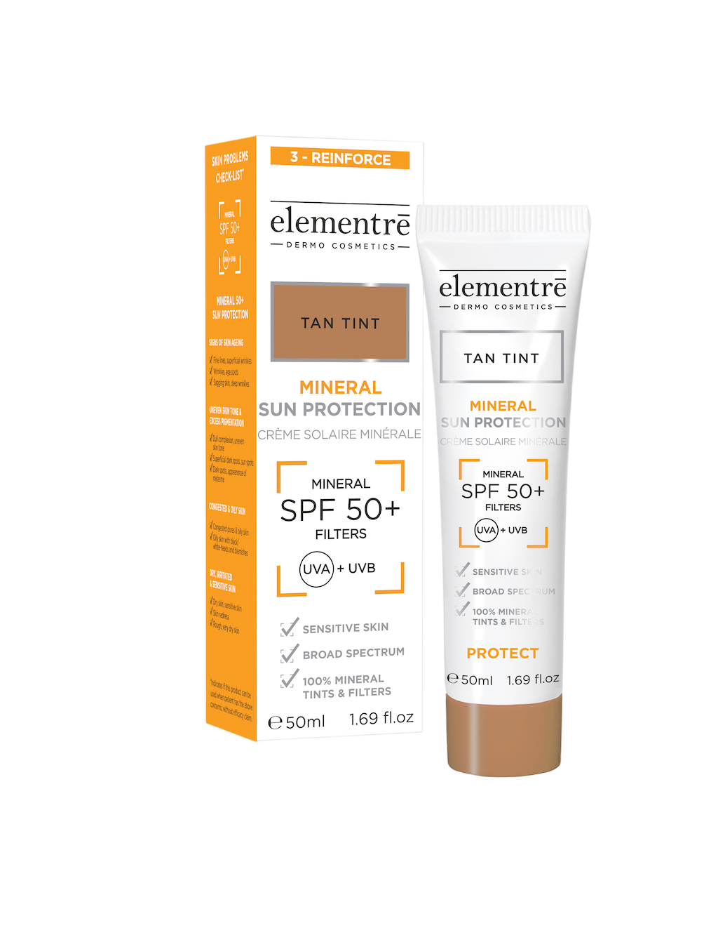 ELEMENTRE MINERAL SUN PROTECTION SPF50+ TAN - 50ML - Lovli 