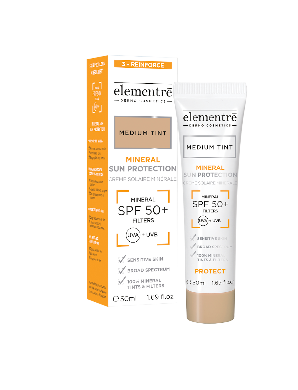 ELEMENTRE MINERAL SUN PROTECTION SPF50+MEDIUM 50ML - Lovli 